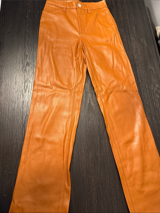 INC International Concepts Pants - INC International Concepts Orange Faux Leather Wide-Leg Pants